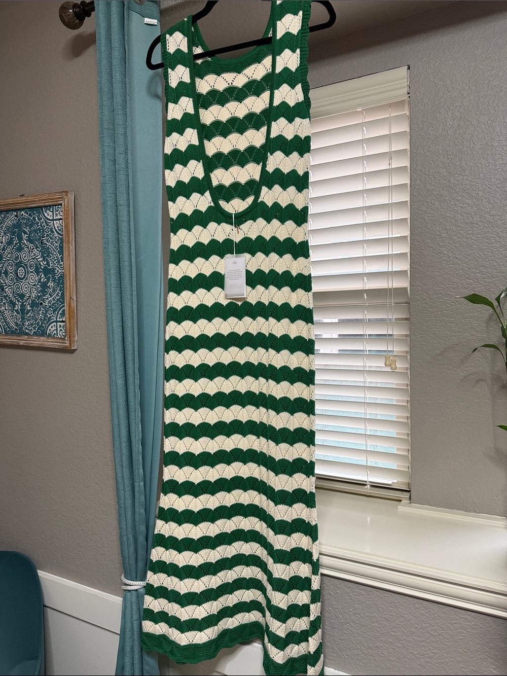 Misa Los Angeles Green and Cream Crochet Maxi Dress - Picture 2 of 6
